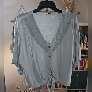 LUQ Slouchy Sage Green Tie Top